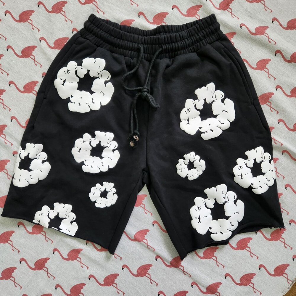 Denim Tears Full Printed Ring Logo Sports Shorts Black